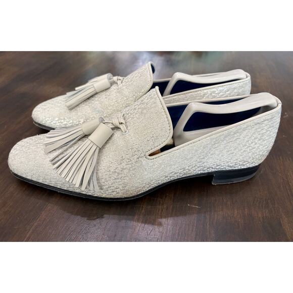 Sebastian Cruz Couture Men’s Silver Slip Sequin Loafers Tassle 40 Size 7.5 $1495 main image 11